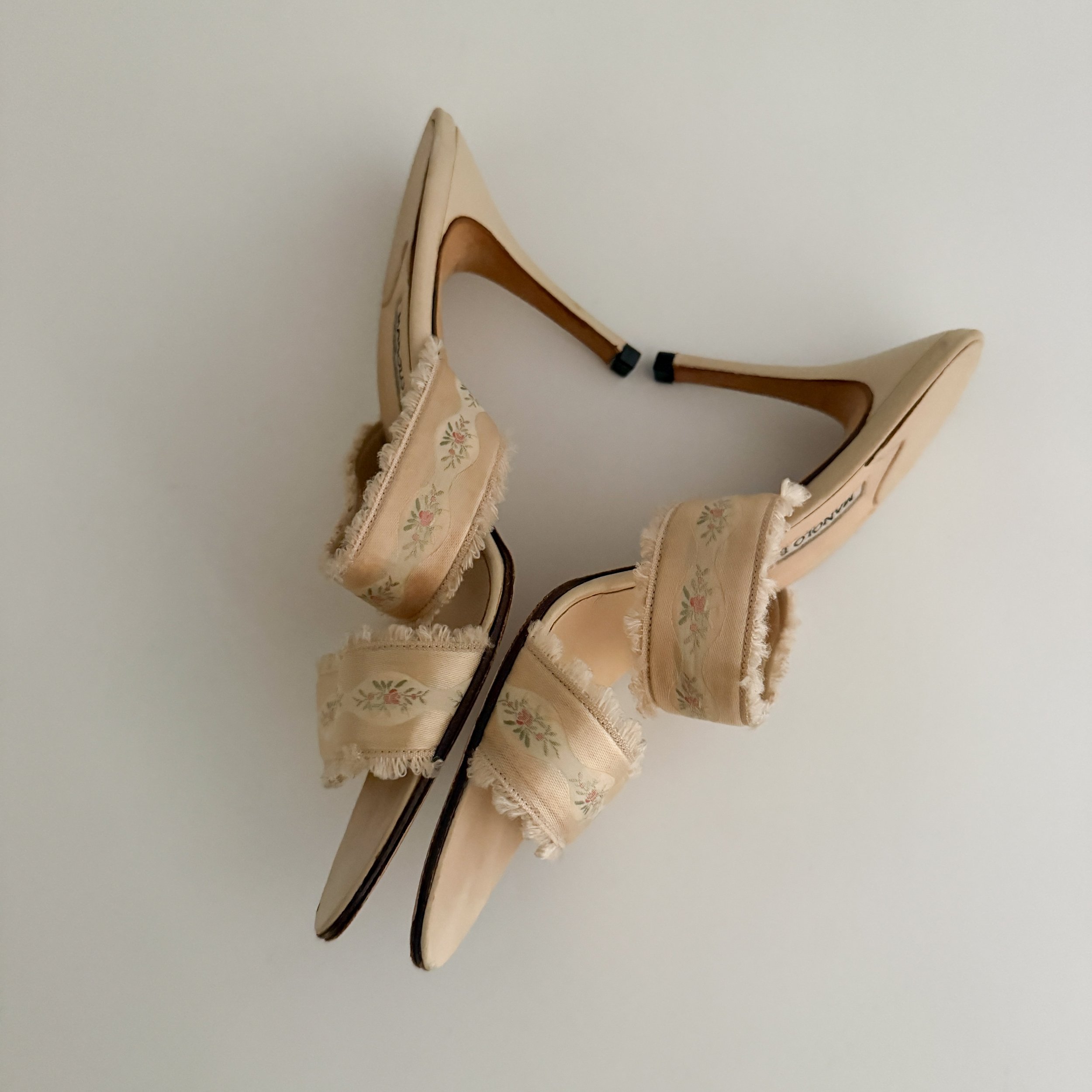 Prada Vintage Iconic Beige Suede Eyelet Heels (US 7 / IT 37